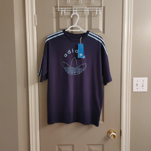 NWT UNISEX YOUTH SIZE LARGE ADIDAS TREFOIL BLUE T-SHIRT - Picture 3 of 10